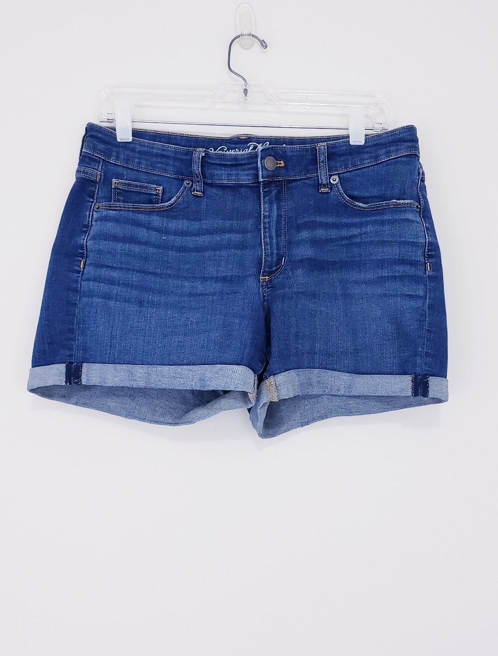 Universal Thread Mid-Rise Dark Blue Denim Cuffed Shorts Size 10 30